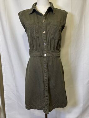 White House Black Market Olive Utility Shirt Dress. Size 6. GUC.